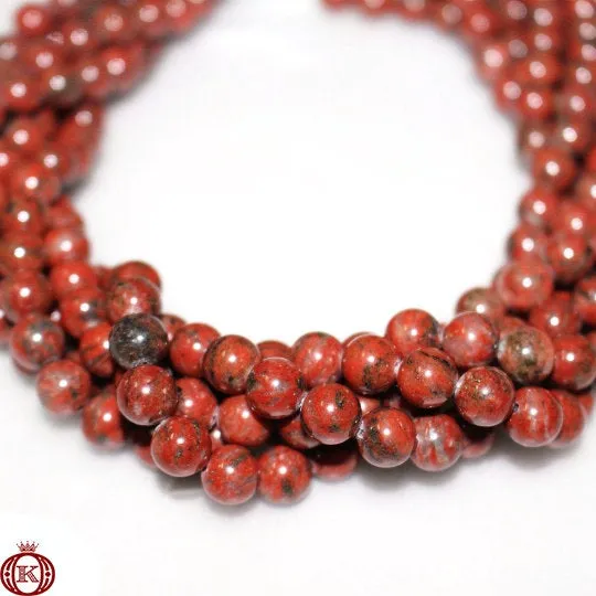 Red Sesame Jasper Beads Smooth Round