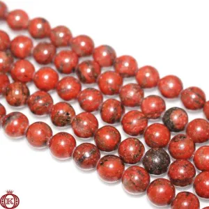 Red Sesame Jasper Beads Smooth Round