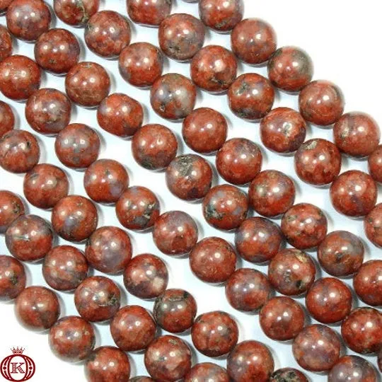 Red Sesame Jasper Beads Smooth Round