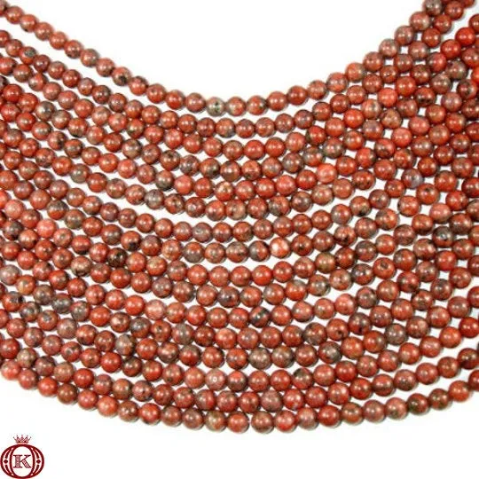 Red Sesame Jasper Beads Smooth Round
