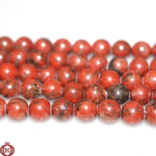 Red Sesame Jasper Beads Smooth Round