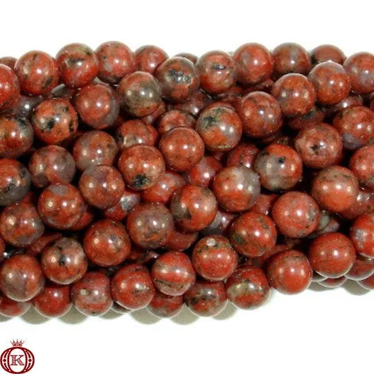Red Sesame Jasper Beads Smooth Round