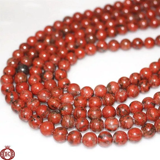 Red Sesame Jasper Beads Smooth Round