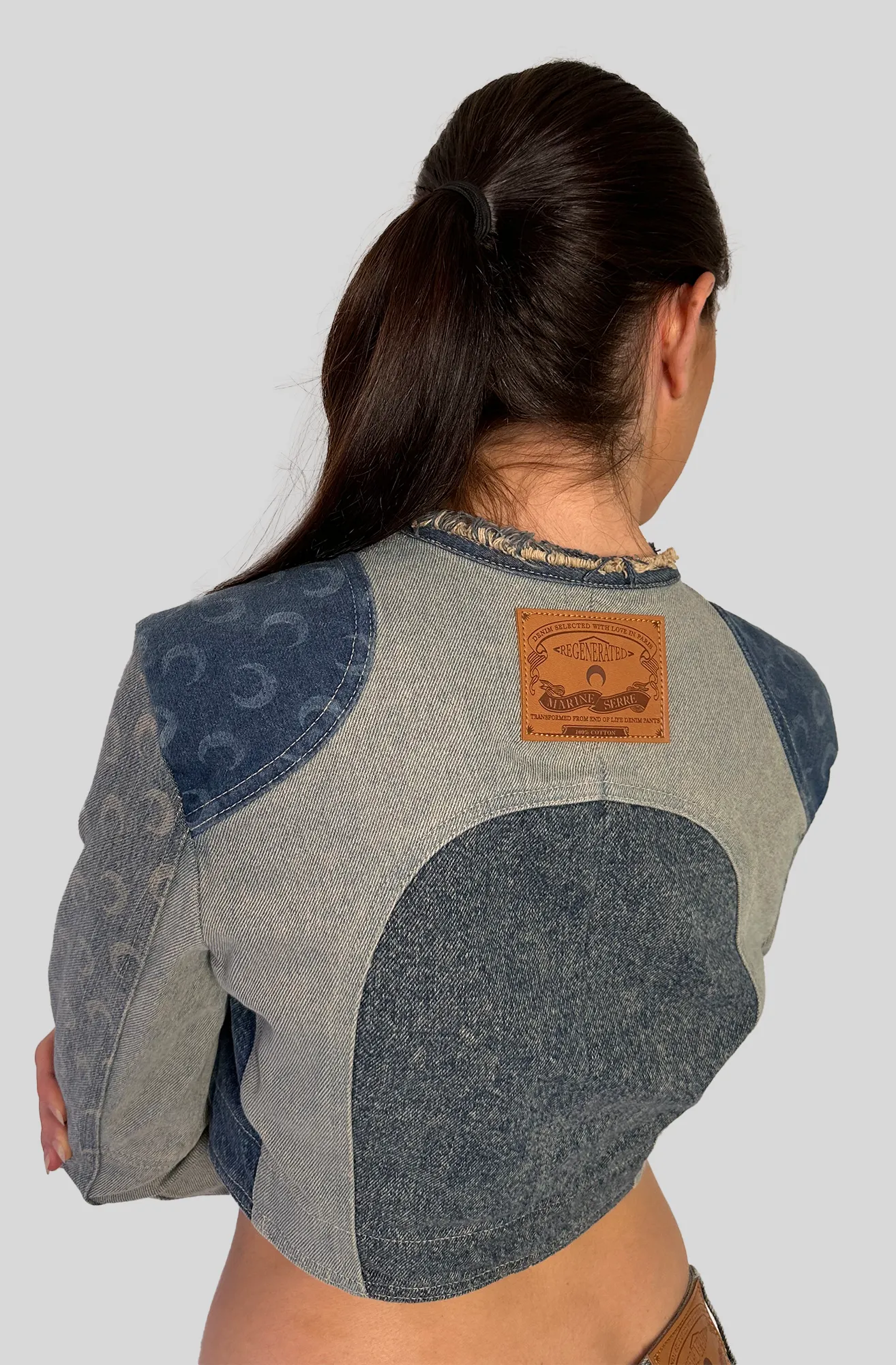 REGENERATED DENIM CROPPED JACKET