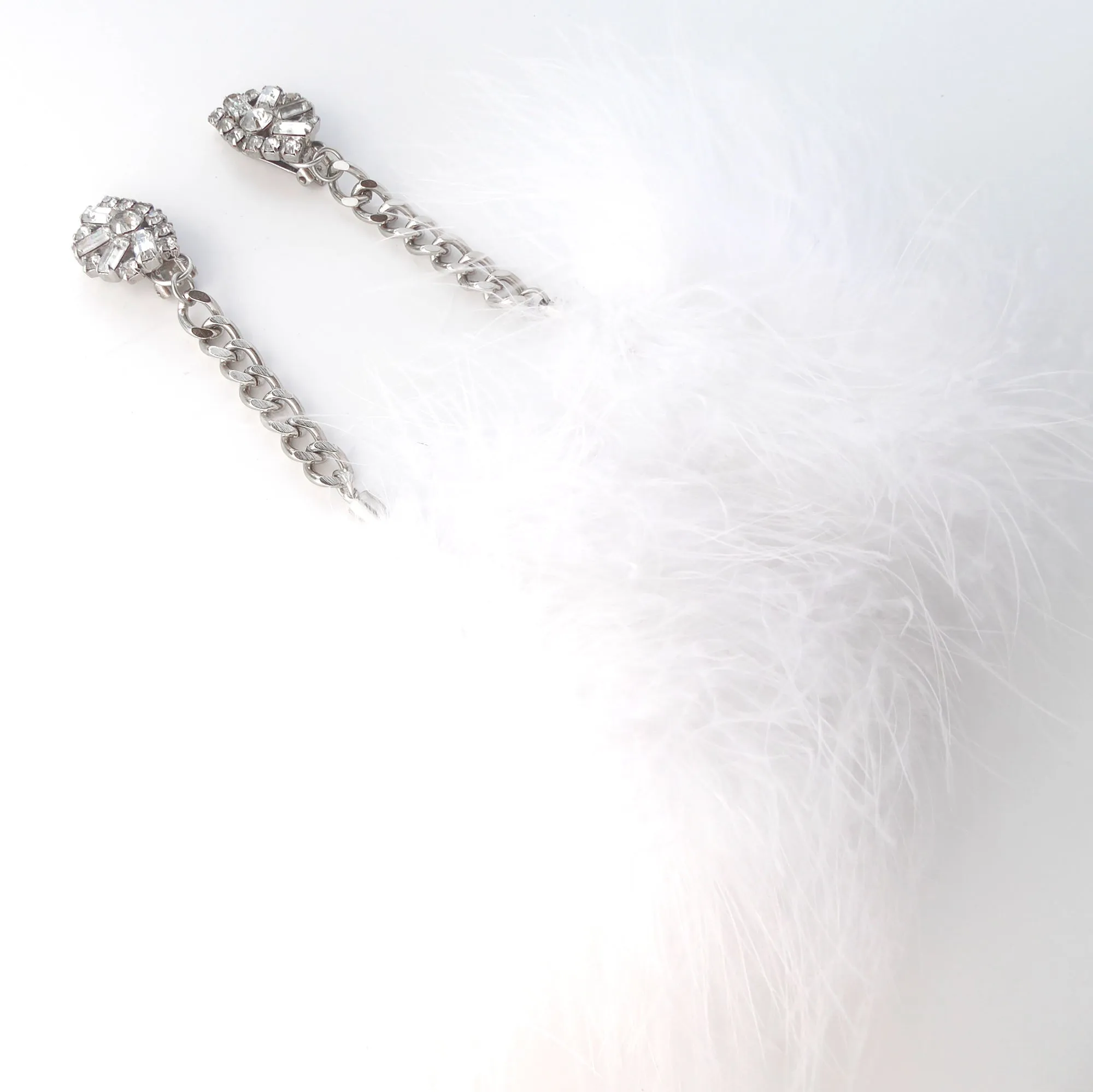 Rhinestone feather donut earrings