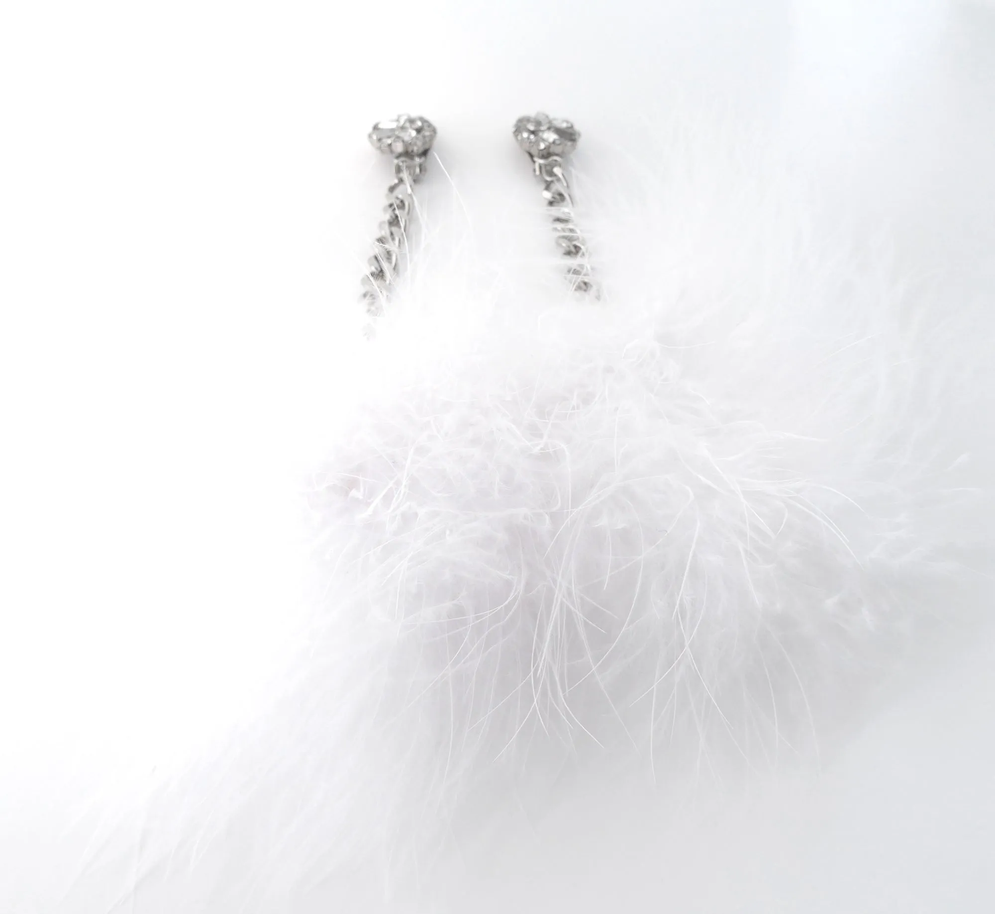 Rhinestone feather donut earrings