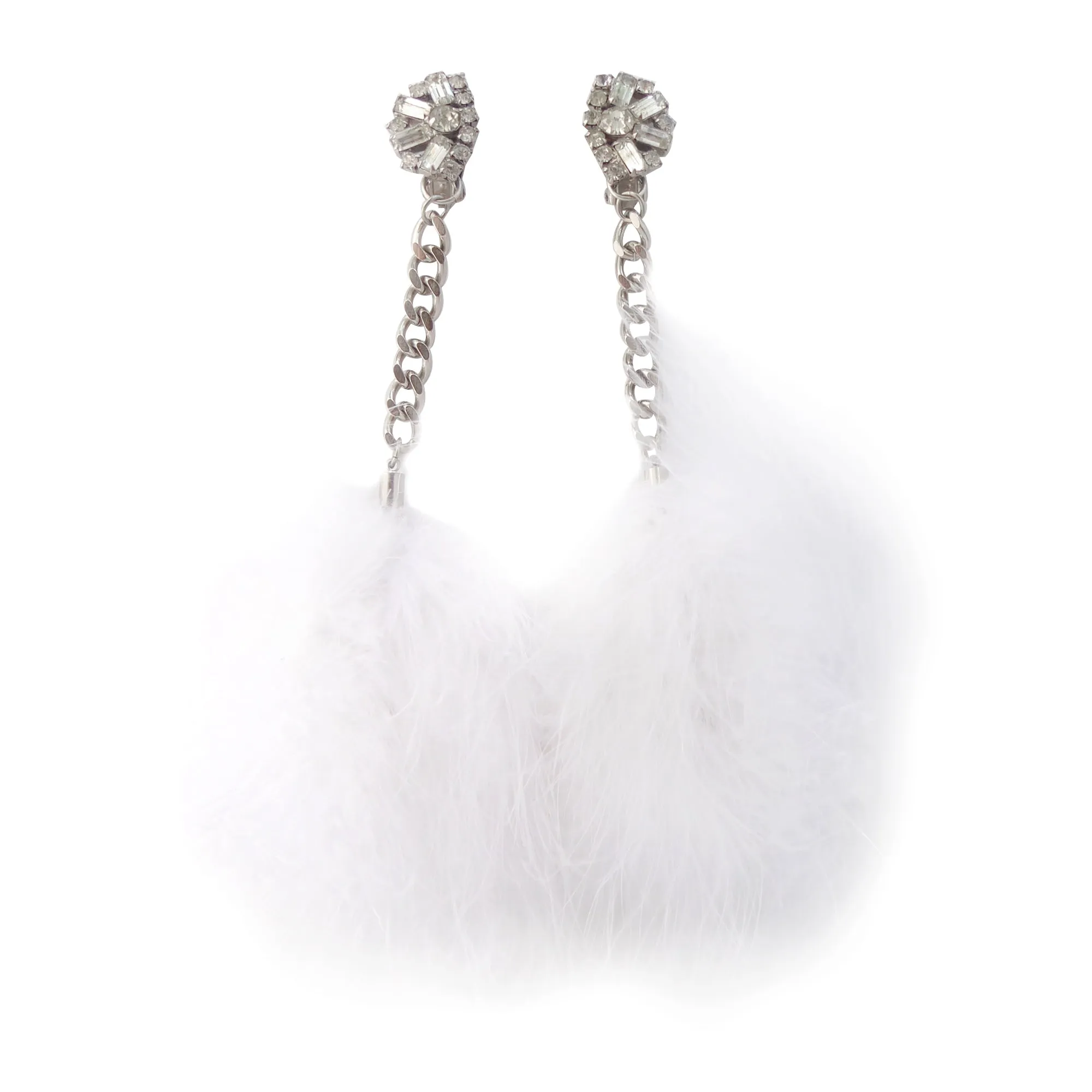 Rhinestone feather donut earrings