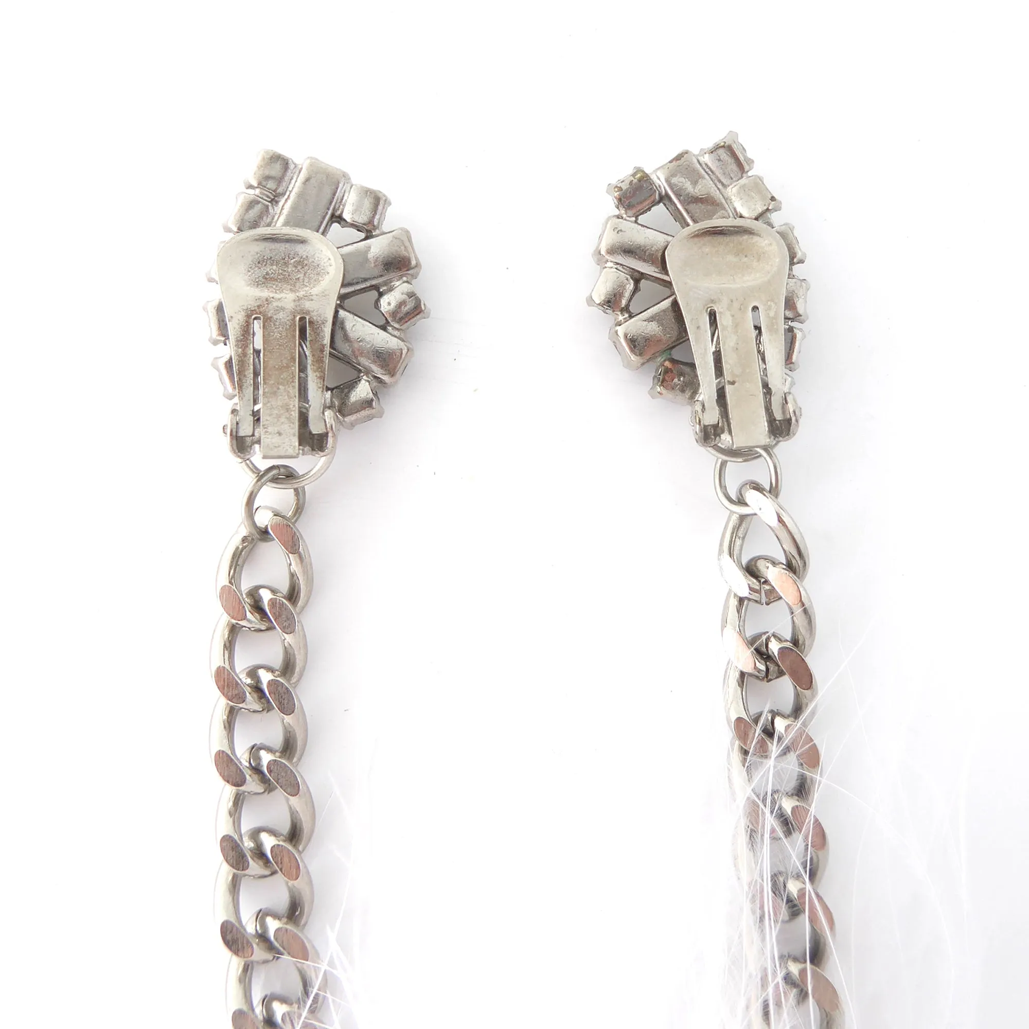 Rhinestone feather donut earrings