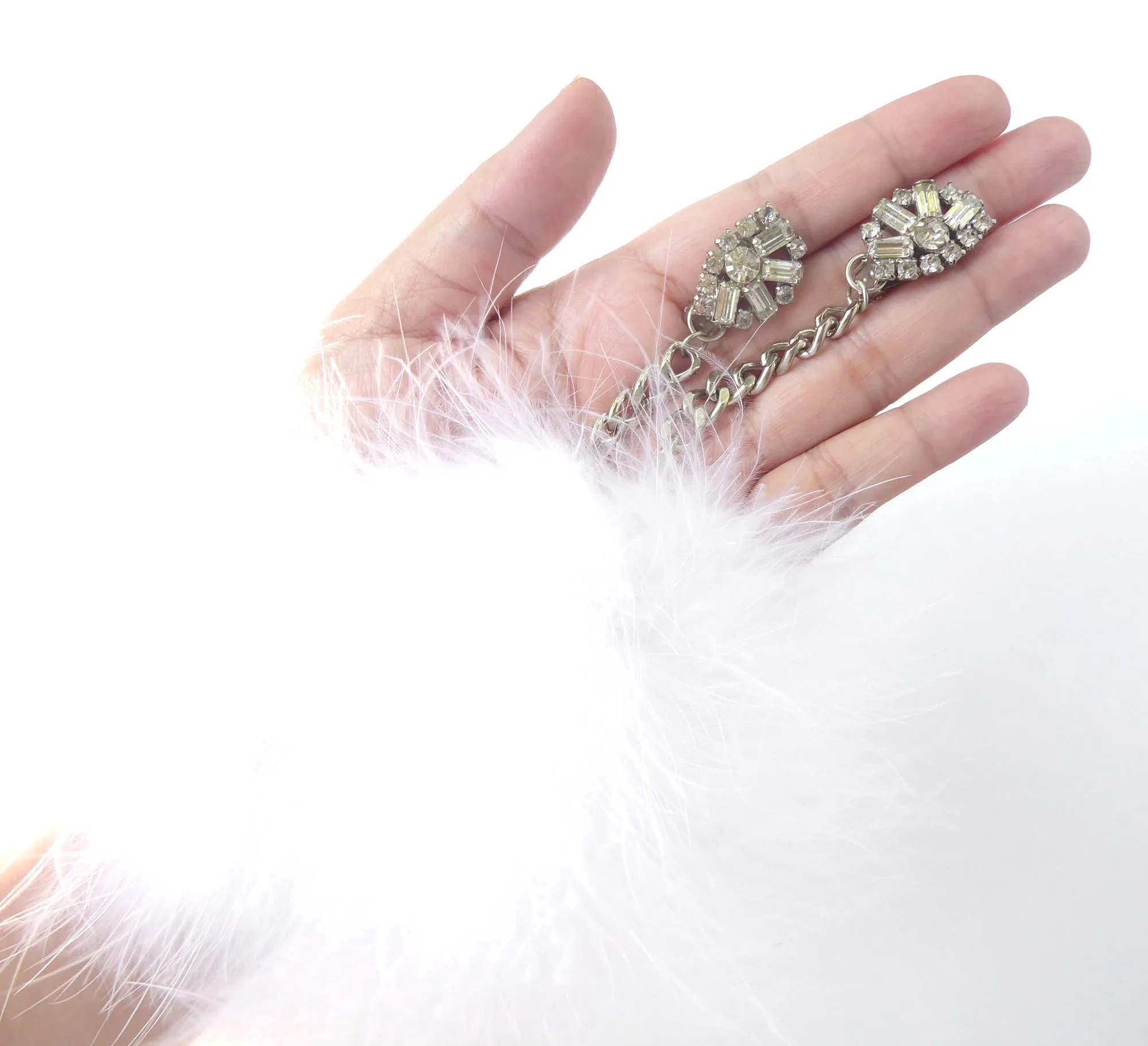 Rhinestone feather donut earrings