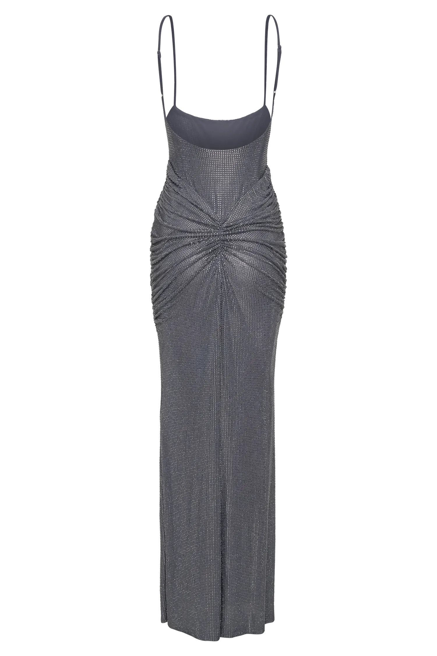 Roisin Diamante Satin Maxi Dress - Gunmetal
