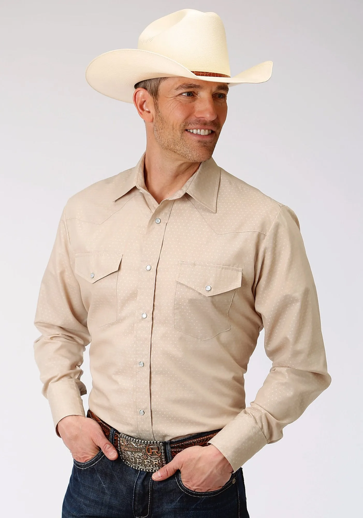 Roper Men's Tan Diamond Western Shirt
