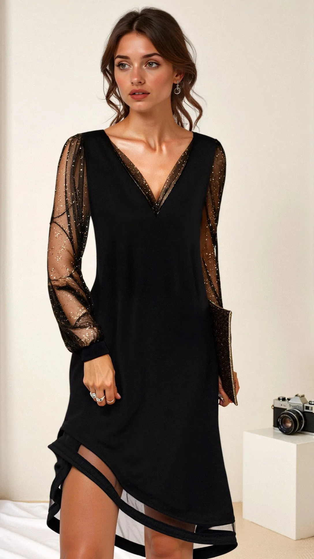 Rosalba - Refined V Neck Charm Woman's Evening Dress