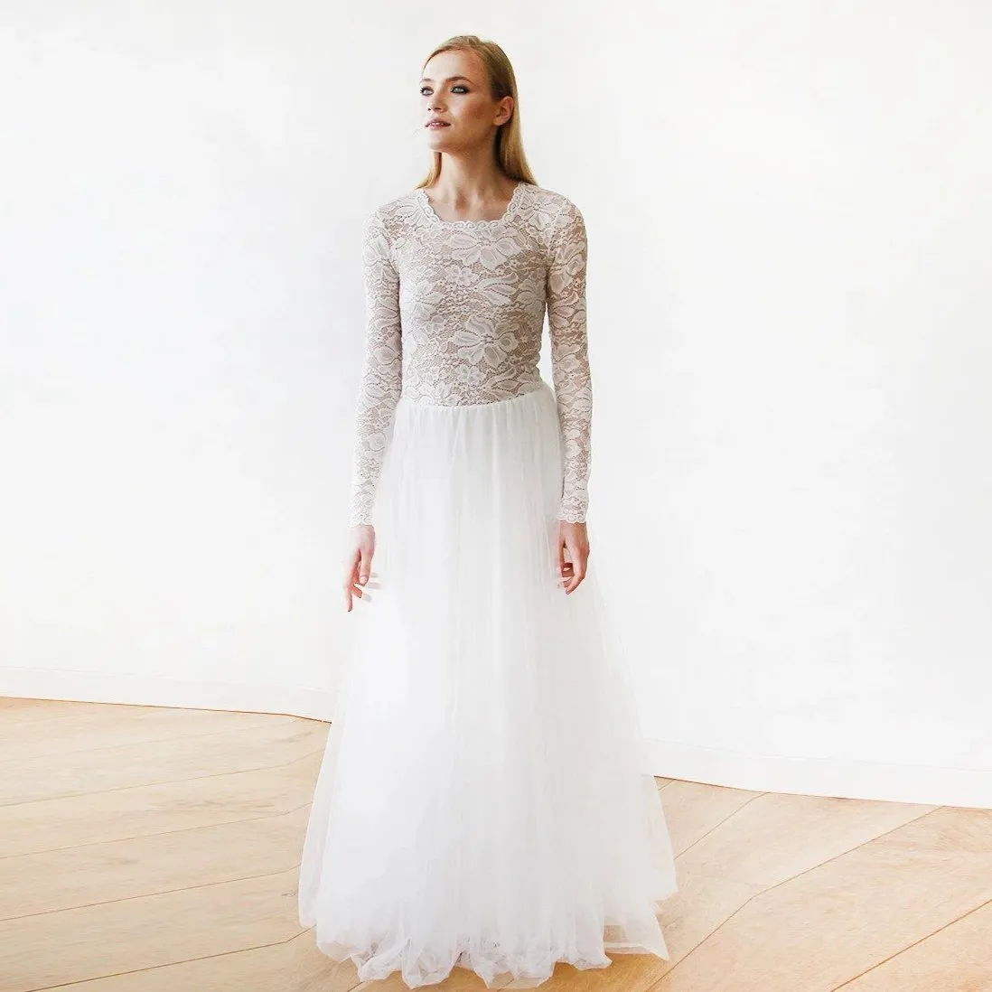 Round Neck-Line  Lace & Tulle Dress #1152
