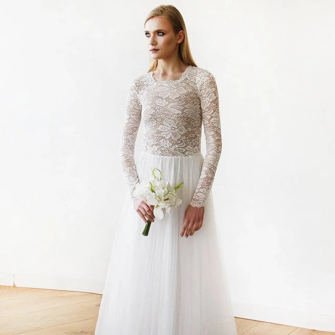 Round Neck-Line  Lace & Tulle Dress #1152