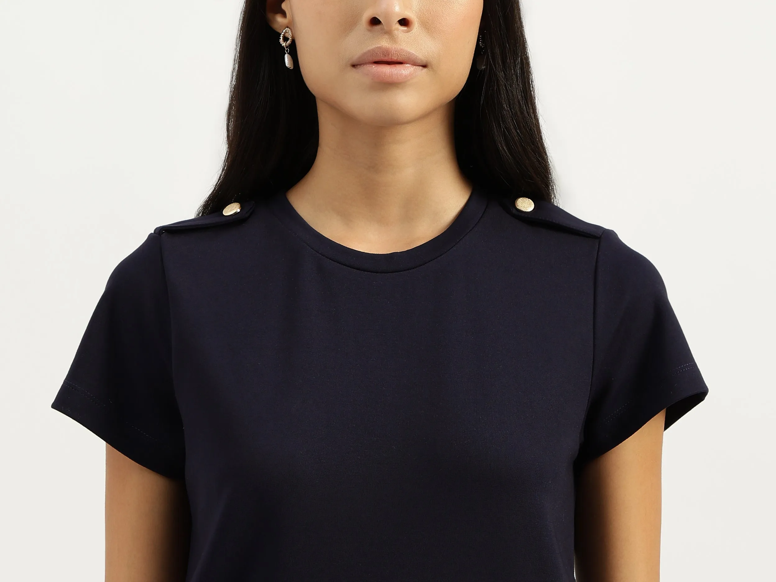 Round Neck Solid Dresses