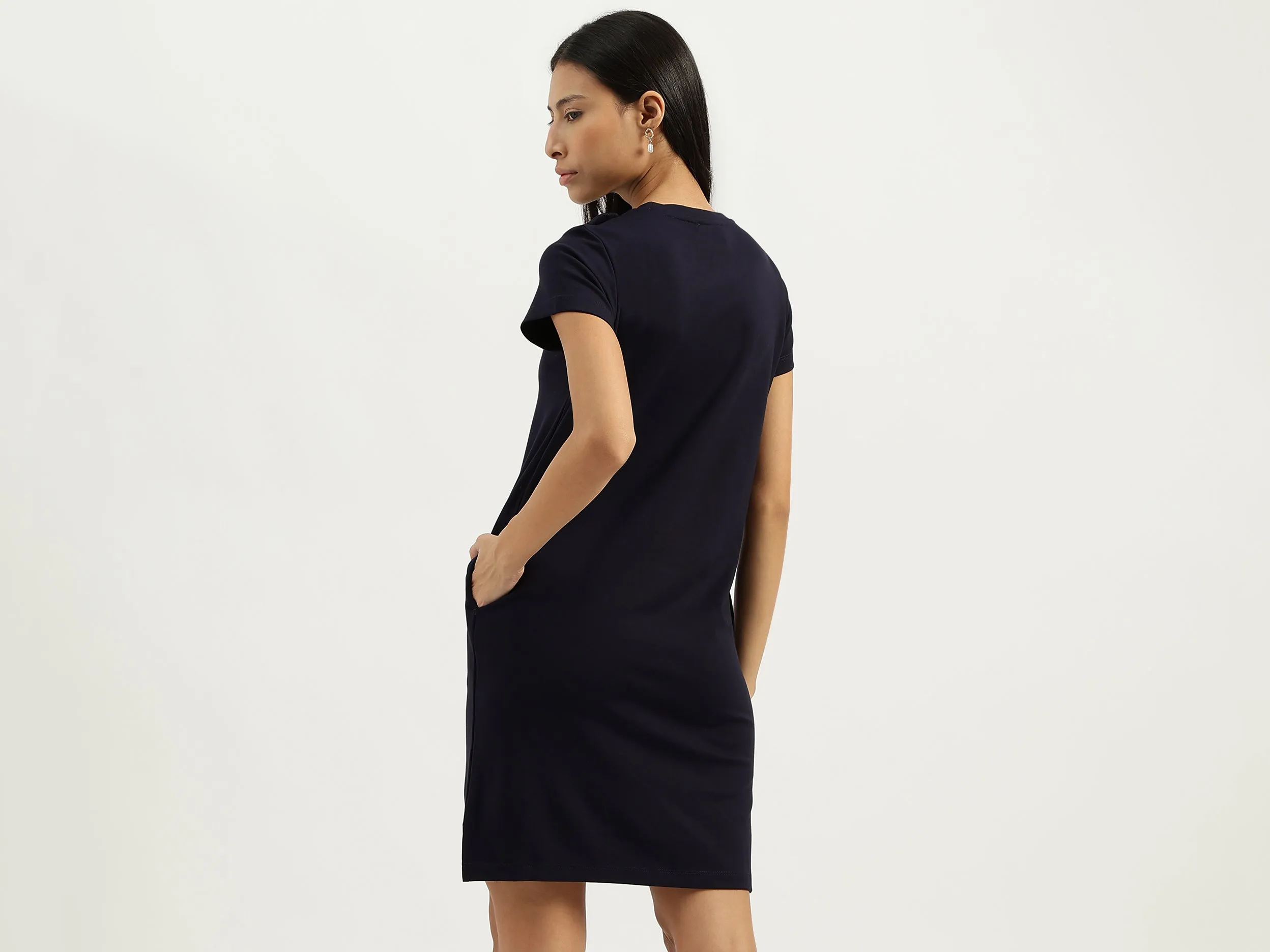 Round Neck Solid Dresses