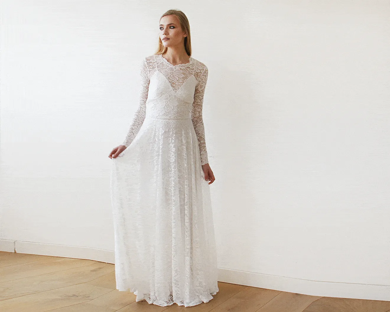 Round Neckline Bridal Lace Dress  #1147