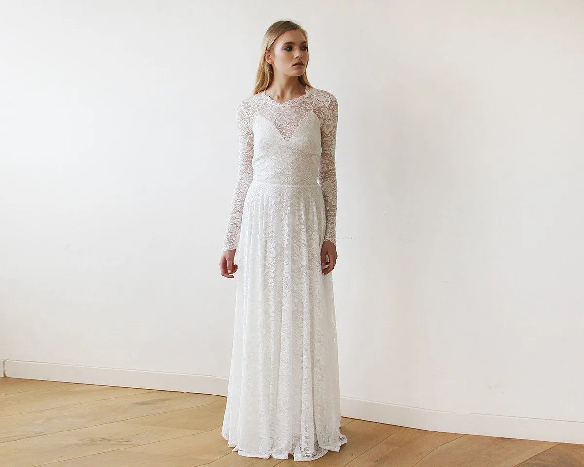 Round Neckline Bridal Lace Dress  #1147