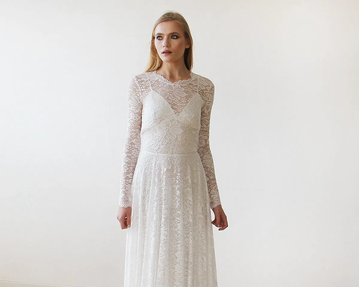 Round Neckline Bridal Lace Dress  #1147