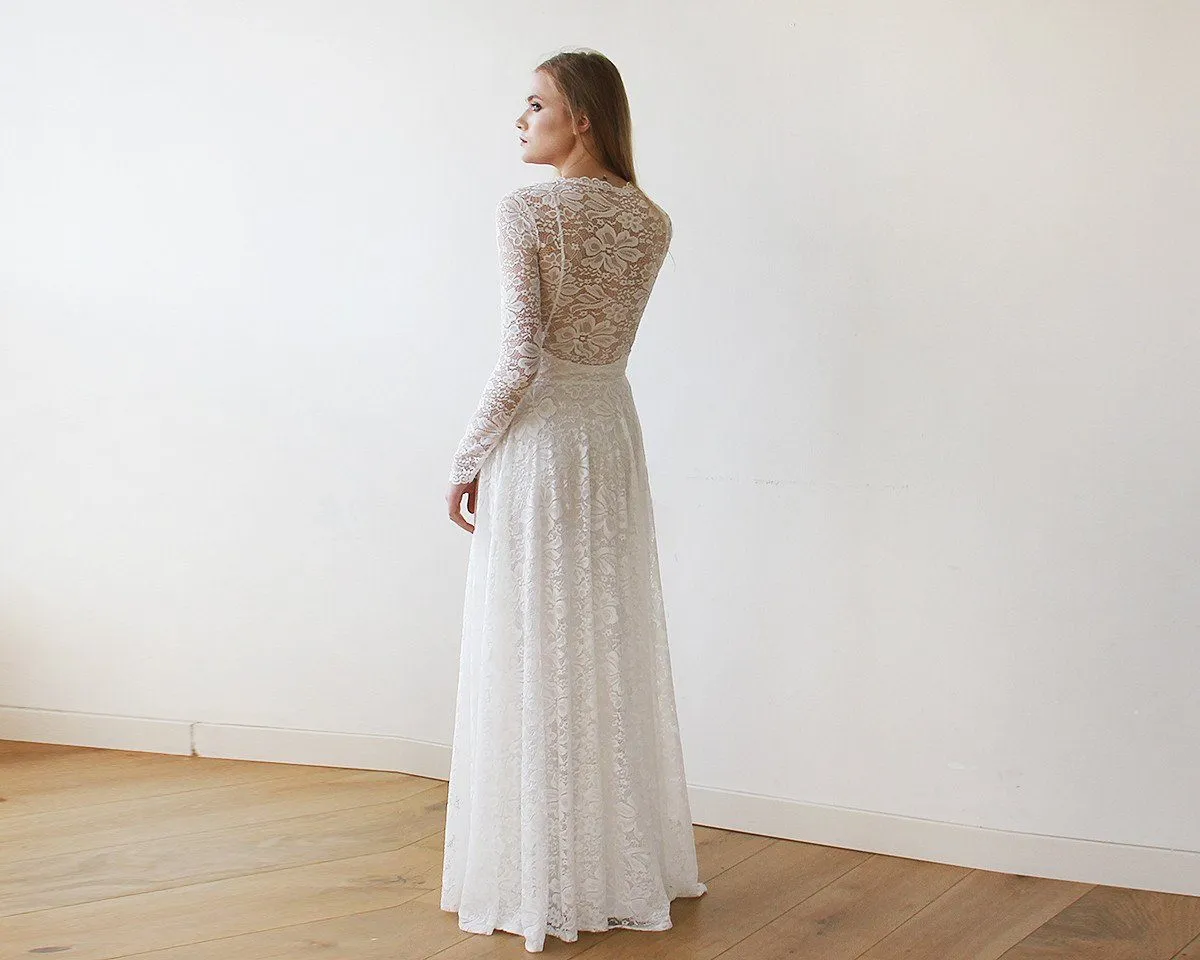 Round Neckline Bridal Lace Dress  #1147