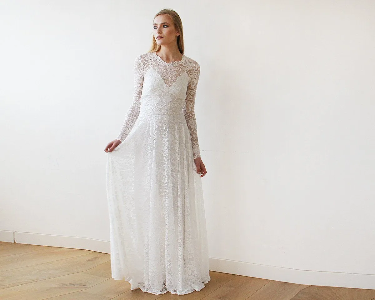 Round Neckline Bridal Lace Dress  #1147