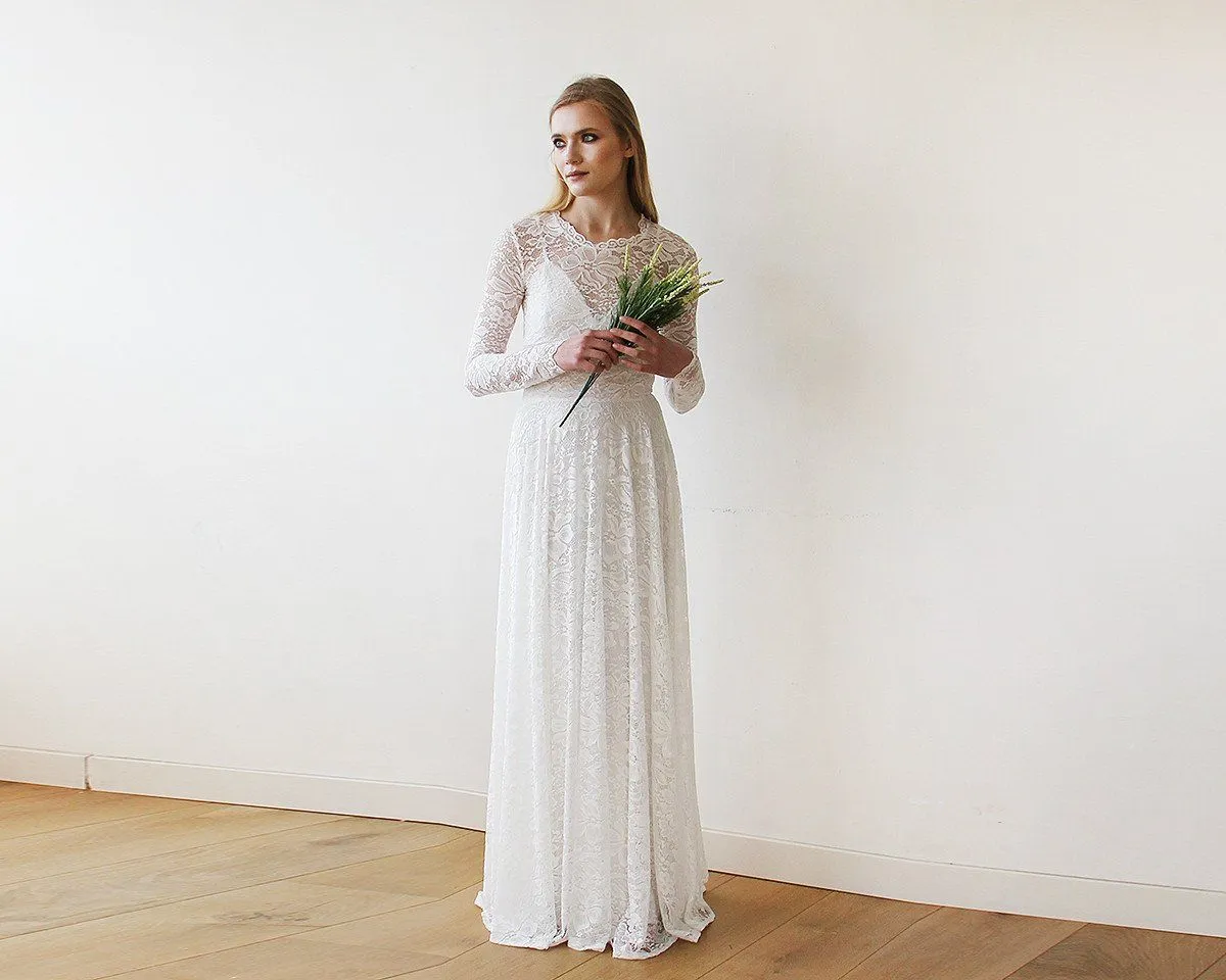 Round Neckline Bridal Lace Dress  #1147