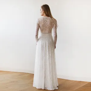 Round Neckline Bridal Lace Dress  #1147