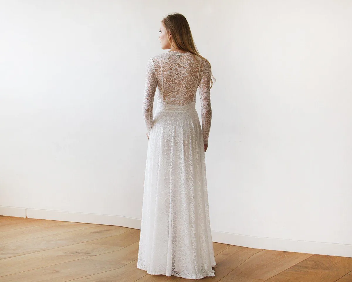 Round Neckline Bridal Lace Dress  #1147