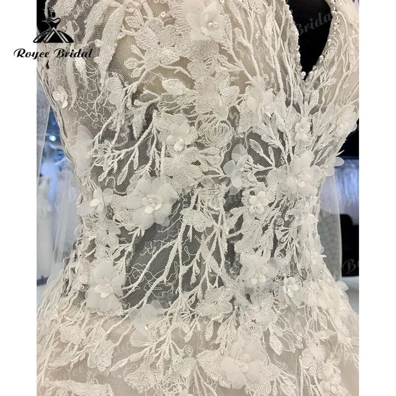 Roycebridal Luxury Floral Lace Appliques Wedding Gowns Women 2025 Abito Sposa Elegant Bridal Boho Wedding Dresses Beading Spaghetti Straps