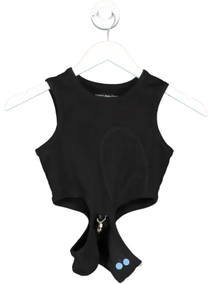 Saint Giovanni De La Mode Black Cut Out Cropped Top UK XS
