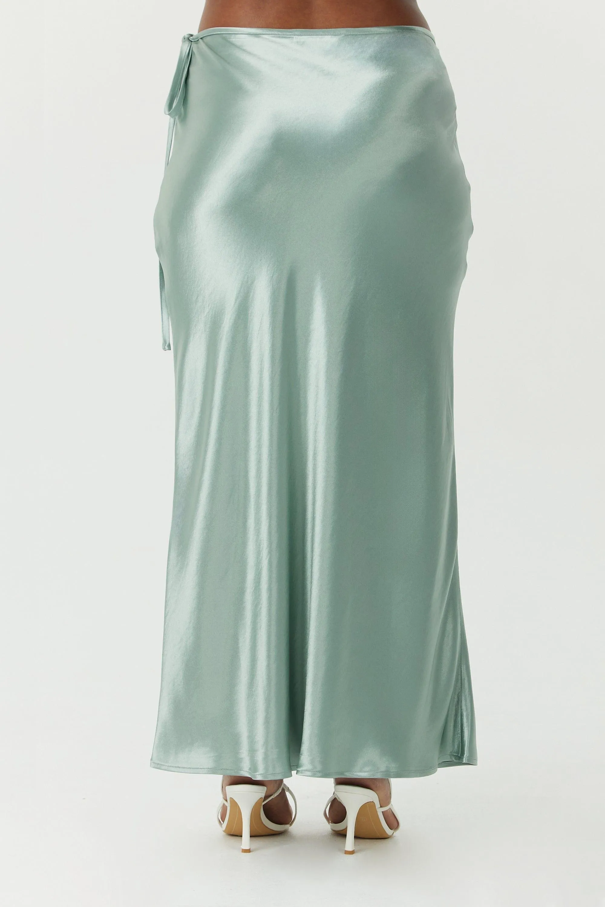 SATIN BIAS TIE SIDE SKIRT | WAVE
