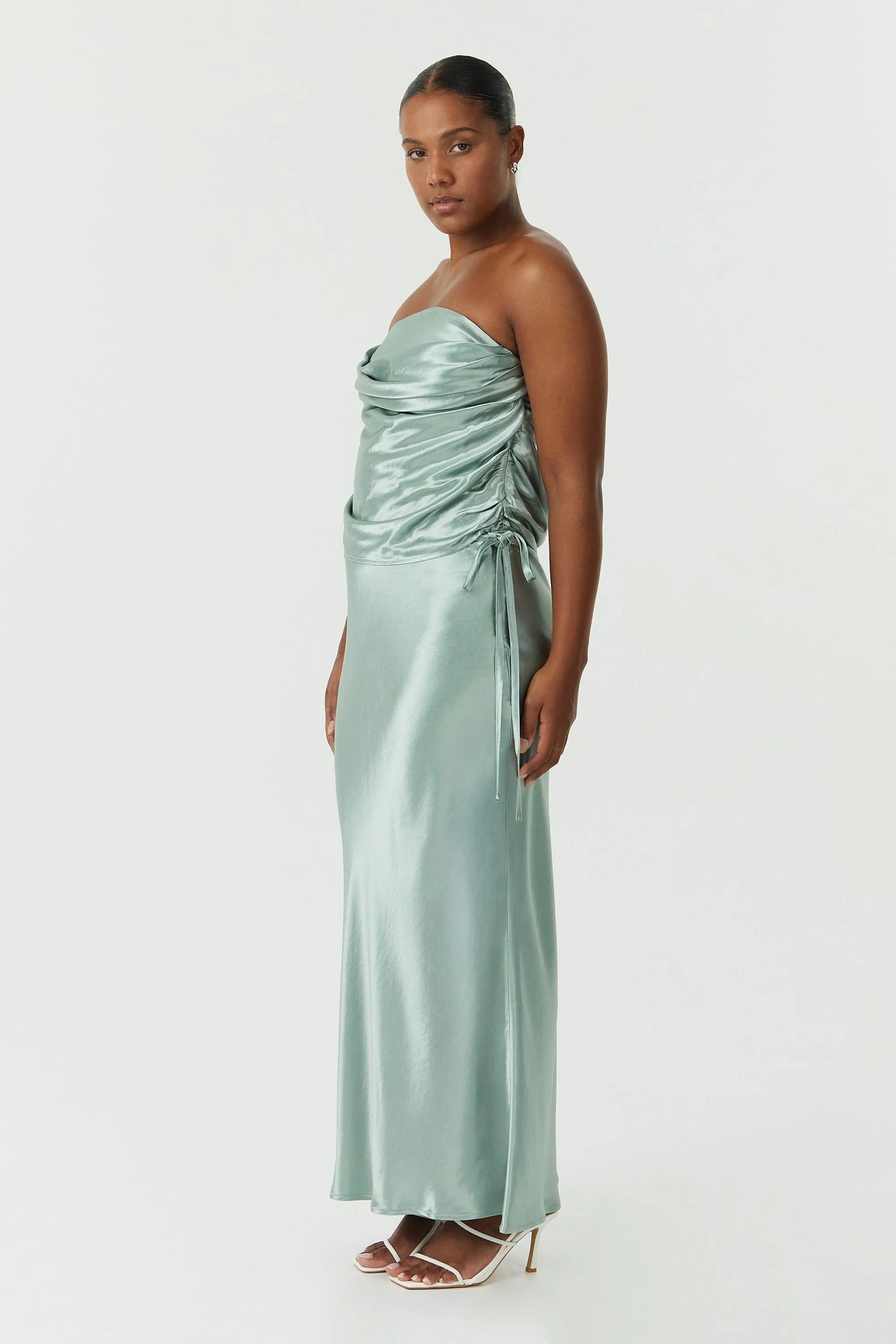 SATIN BIAS TIE SIDE SKIRT | WAVE