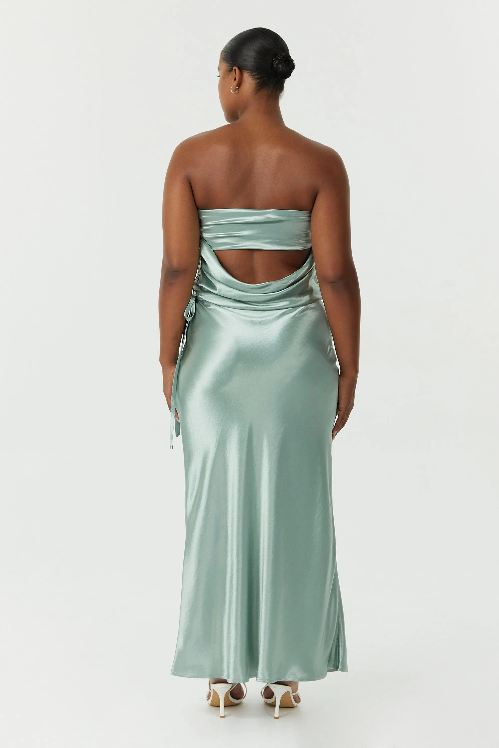 SATIN BIAS TIE SIDE SKIRT | WAVE