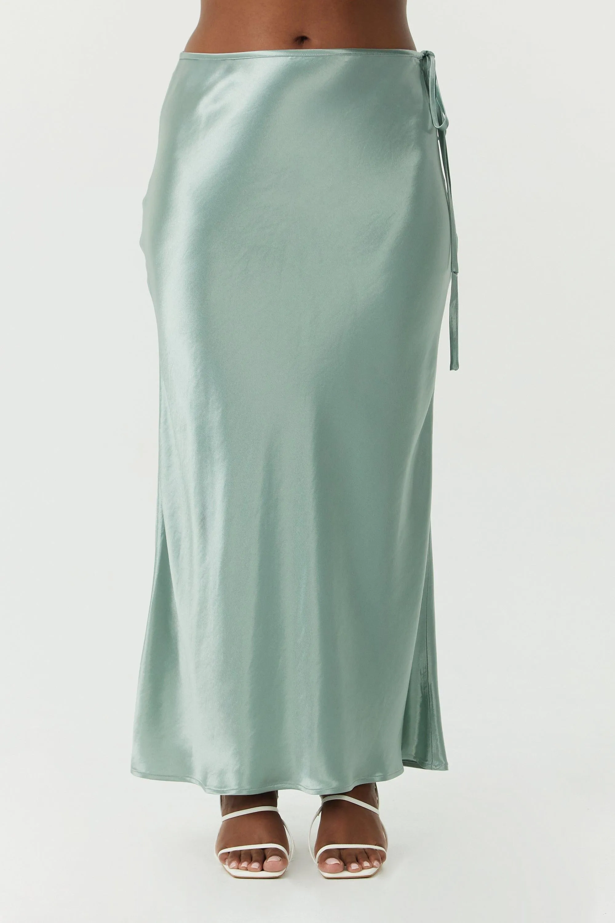 SATIN BIAS TIE SIDE SKIRT | WAVE