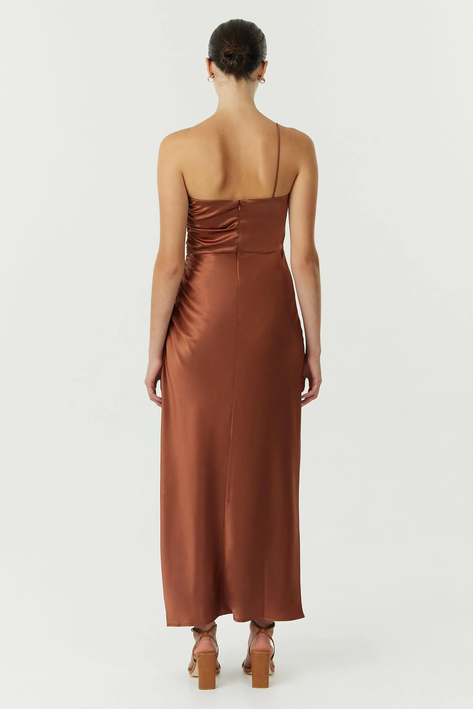 SATIN GATHER ONE SHOULDER DRESS | SPICE
