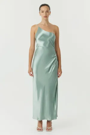 SATIN GATHER ONE SHOULDER DRESS | WAVE