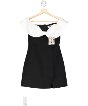 Self-Portrait Black / White Taffeta Bow Midi Dress UK 4