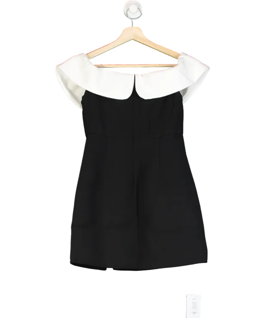 Self-Portrait Black / White Taffeta Bow Midi Dress UK 4