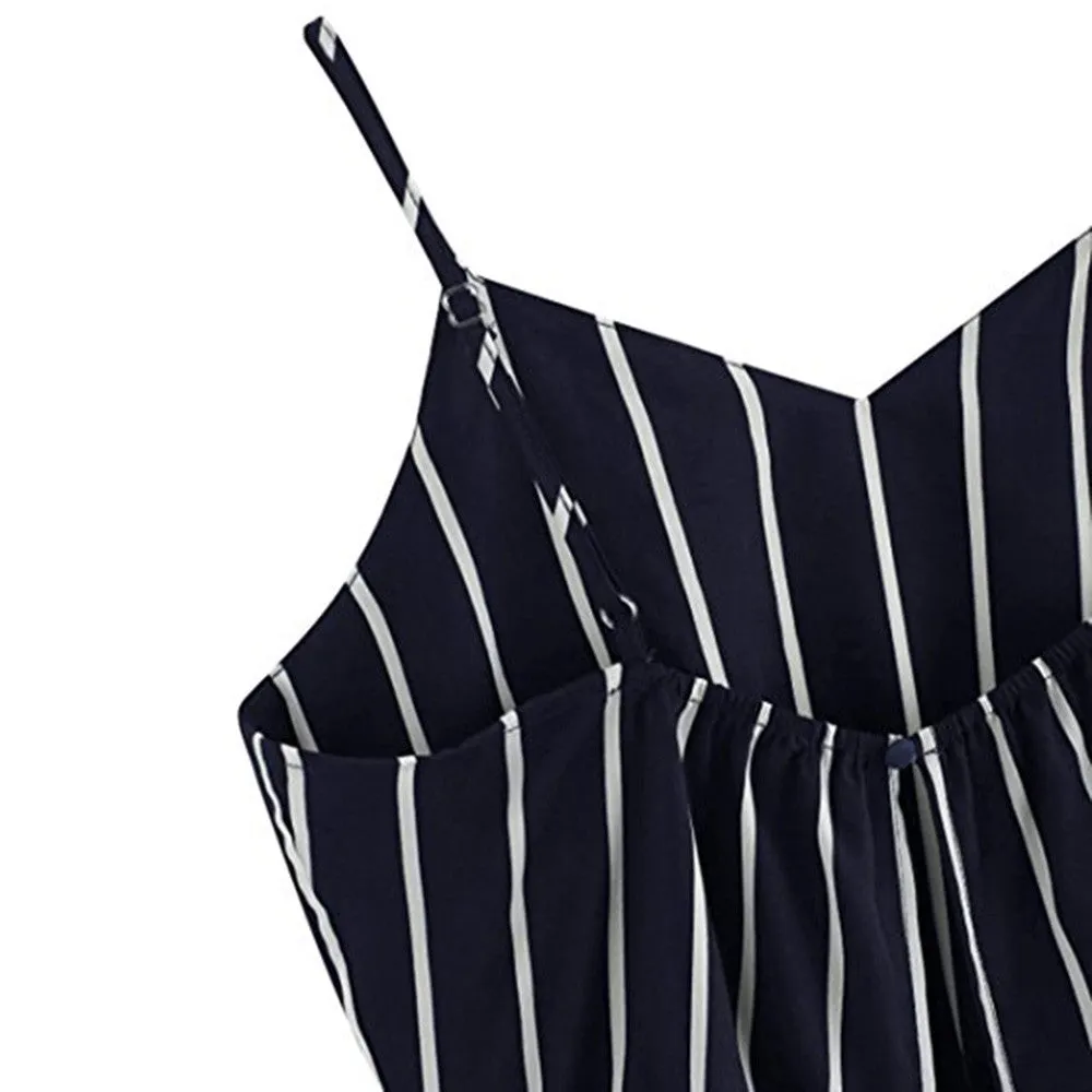 Self Tie Back Striped Crop Top