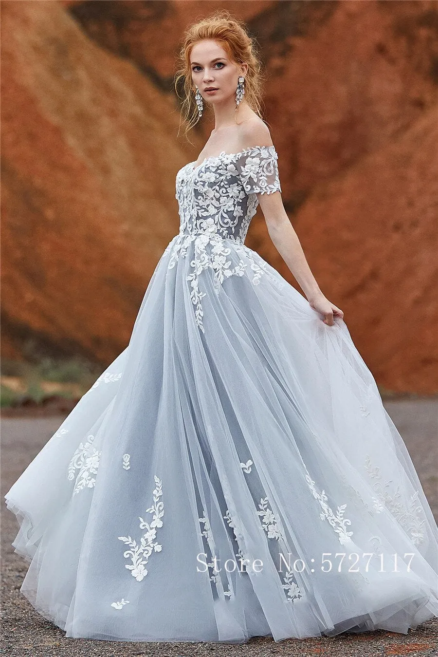 Short Sleeves with Lace Applique Crystals A-line Black Wedding Dress