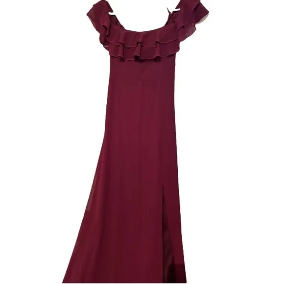 Show Me Your Mumu Emma Ruffle Maxi Dress size XX-Small Merlot Chiffon