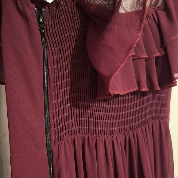 Show Me Your Mumu Emma Ruffle Maxi Dress size XX-Small Merlot Chiffon