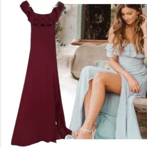 Show Me Your Mumu Emma Ruffle Maxi Dress size XX-Small Merlot Chiffon