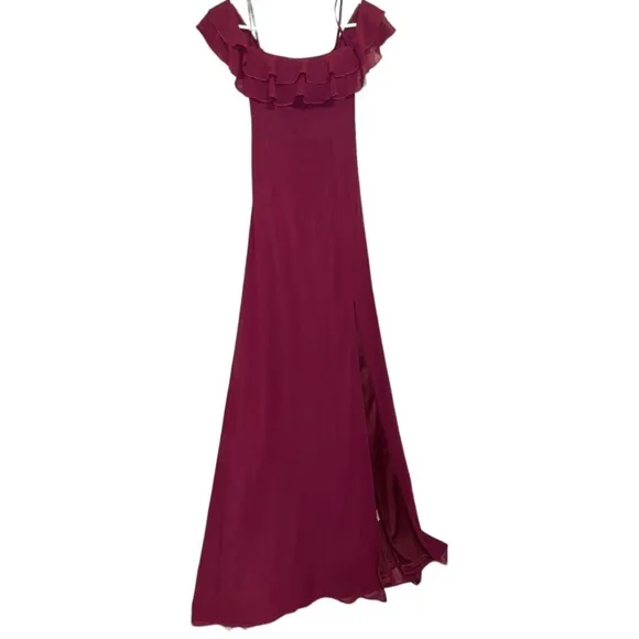 Show Me Your Mumu Emma Ruffle Maxi Dress size XX-Small Merlot Chiffon
