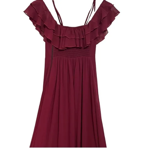 Show Me Your Mumu Emma Ruffle Maxi Dress size XX-Small Merlot Chiffon