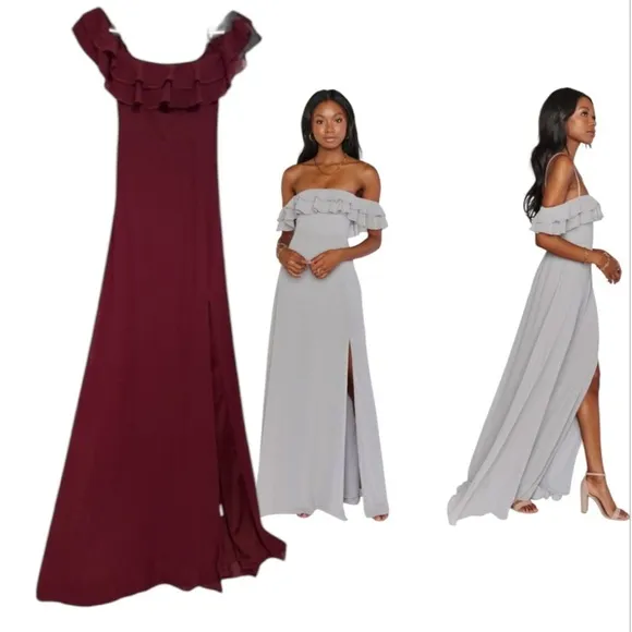 Show Me Your Mumu Emma Ruffle Maxi Dress size XX-Small Merlot Chiffon