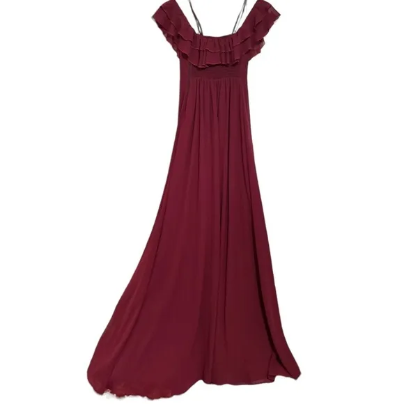 Show Me Your Mumu Emma Ruffle Maxi Dress size XX-Small Merlot Chiffon