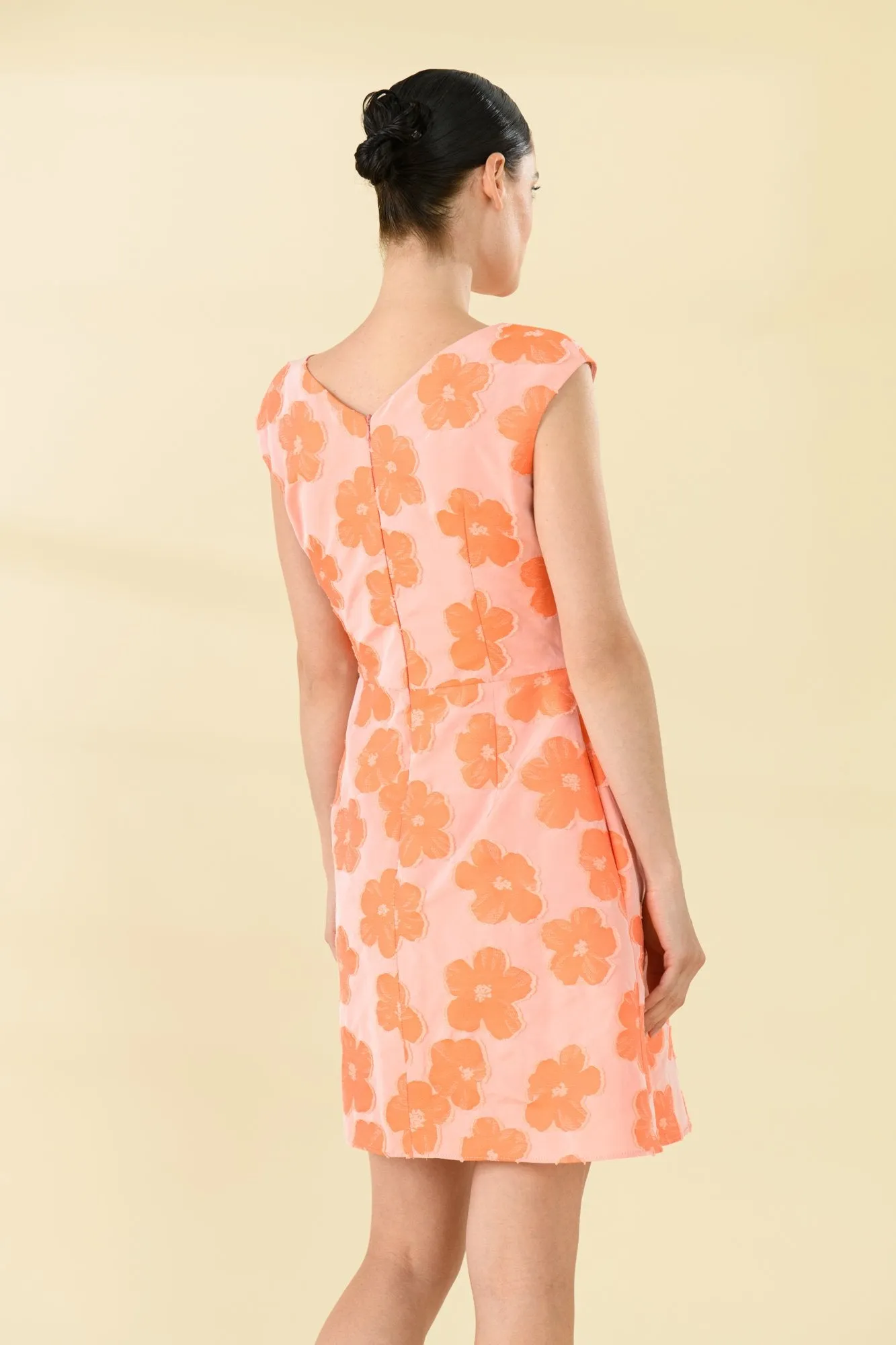 Sisters Anna Orange Embroidered Flower Mini Dress