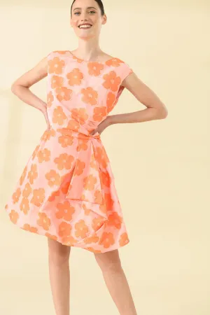 Sisters Anna Orange Embroidered Flower Mini Dress