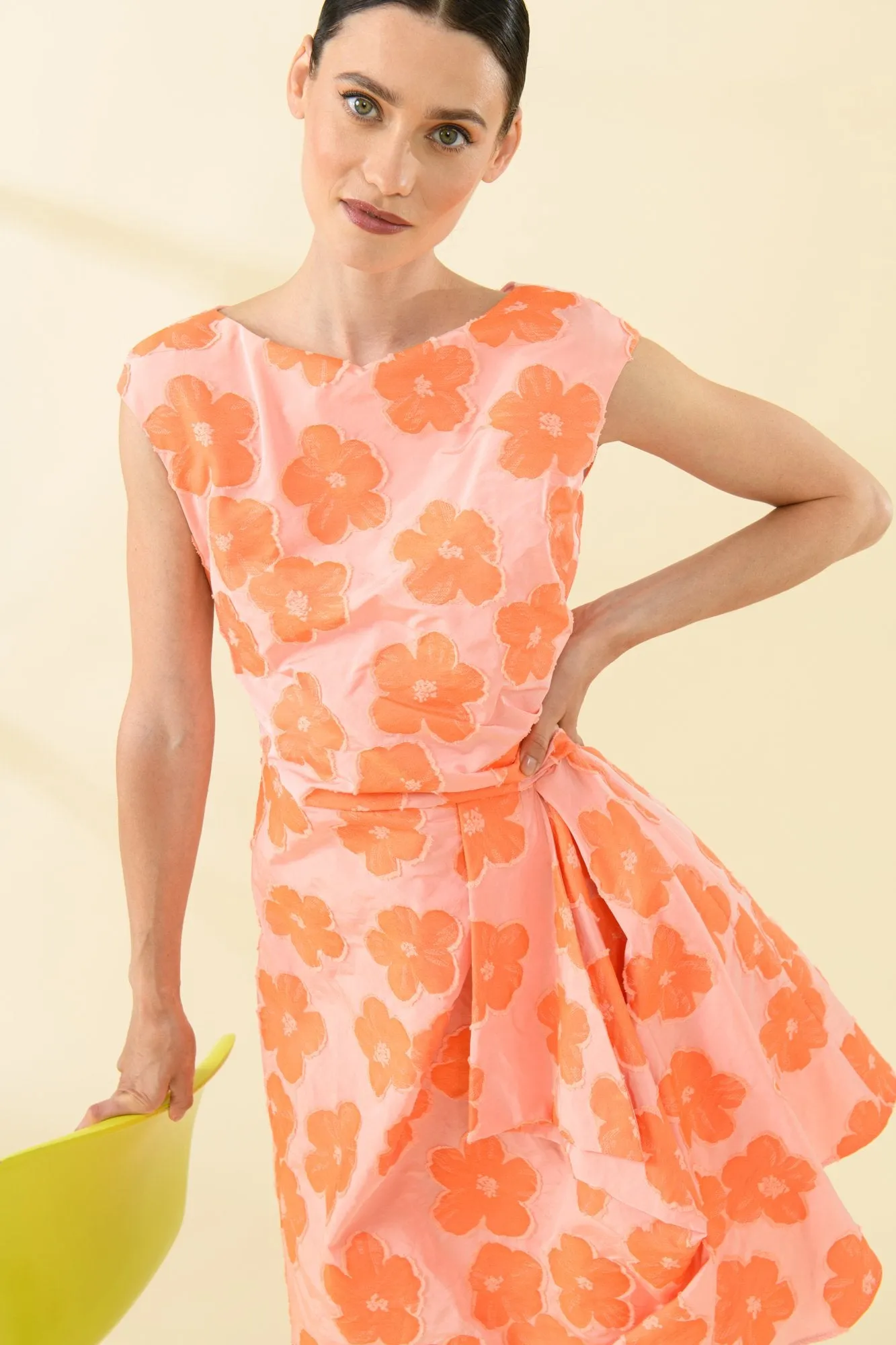 Sisters Anna Orange Embroidered Flower Mini Dress